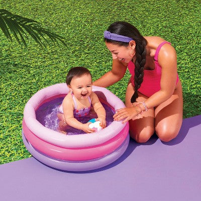 5.91'' x 1.97'' x 7.87'' Mini 3 Ring Pool 11 gal Round Kiddie Pool Pink - Sun Squad