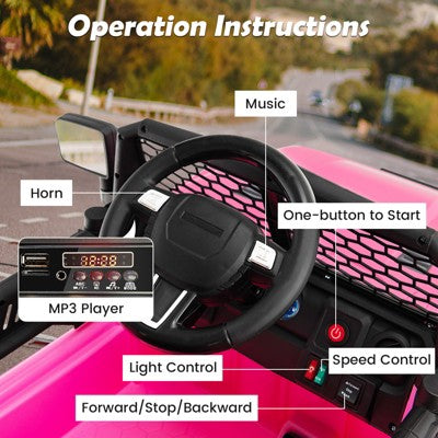 Costway 12V Kids Ride On Truck Car Electric Vehicle Remote w/ Music & Light Pink (LOCAL PICKUP ONLY)