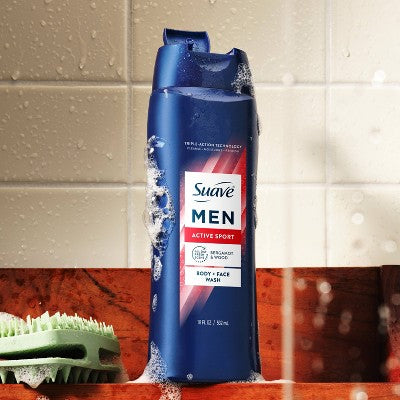 Suave Men's Sport Body Wash - 18 fl oz: Liquid, Basic Cleansing, Woodsy Bergamot, Whole Body Use