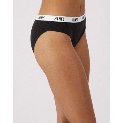 Hanes Soft & Breathable Women’s Ribbed Cotton Bikini Underwear, 3-Pack Assorted L
