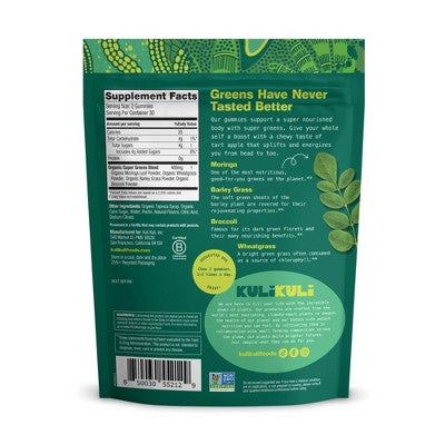 Kuli Kuli Daily Green Power Superfood Dietary Supplement Gummies - Green Apple - 60ct