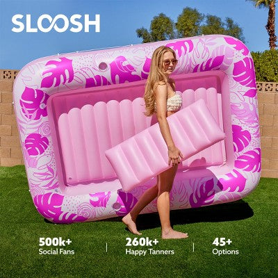 Sloosh Inflatable Tanning Pool Suntan Lounge Lounger Float for Adults Extra Large Suntan Tub Pool Floats Sun Tan Tub - Pink