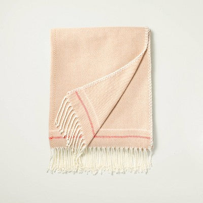 Fringed Stripe Throw Blanket Blush - Hearth & Hand with Magnolia