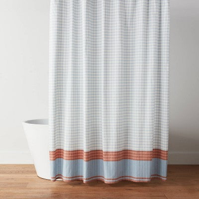 Gingham Plaid Shower Curtain Blue - Threshold
