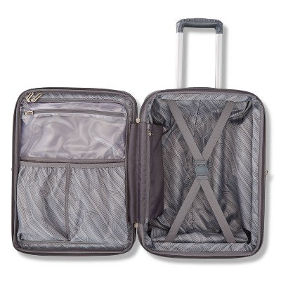 American Tourister Multiply Double Expansion Hardside Carry On Spinner Suitcase - Graphite: ABS Shell, 4 Wheels