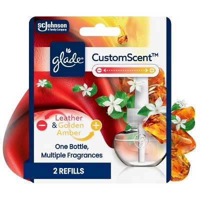 Glade PlugIns Room Freshener with CustomScent Technology Home Fragrance Refills- Leather + Golden Amber - 1.34 floz/2pk?