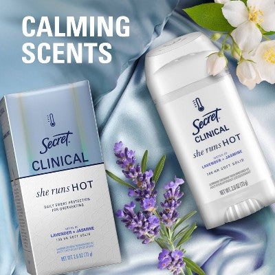 Secret Clinical Women's 100HR Relief & Comfort She Runs Hot Antiperspirant Deodorant - Lavender & Jasmine - 2.6oz