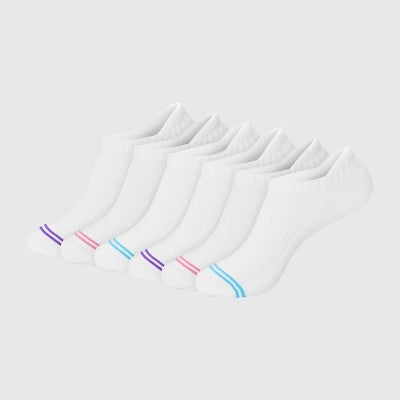 Hanes Premium Women's 6pk Cool Comfort Cushioned Heel Tab Socks - White 5-9