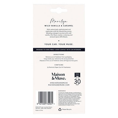 Maison&Muse 2pk Car Air Fresheners Wild Vanilla and Caramel