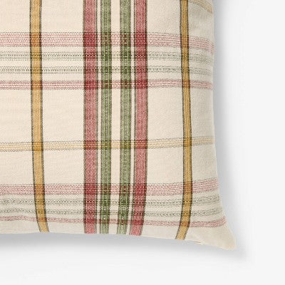 Oversized Woven Plaid Square Throw Pillow Red/Green/Cream/Gold - Threshold designed with Studio Mcgee (LOCAL PICKUP ONLY)