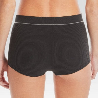 Hanes Originals Women's 3pk Ribbed Boy Shorts - Black/Beige XL
