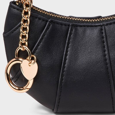 Croissant Clip On Pouch - A New Day Black: Solid Coin Purse, Unstructured Design