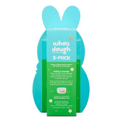 Chuckle & Roar Whoa Dough Easter Bunny Basket Stuffer Blue Brown and Pink Air-Dry Modeling Dough, Non-Toxic Sensory Craft Toy for Kids Ages 3+