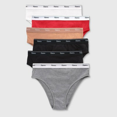 Hanes Originals Women's 6pk Breathable Stretch Cotton Hi Cut Underwear- Colors May Vary M