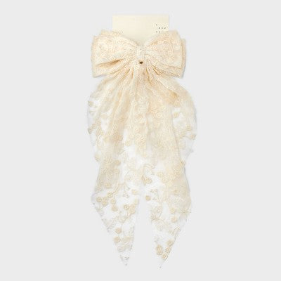 Lace Double Bow Barrette - A New Day Cream