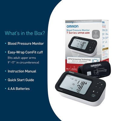 Omron Series 7 Upper Arm Blood Pressure Monitor: Pulse Rate, Mercury-Free, Electric Power Source