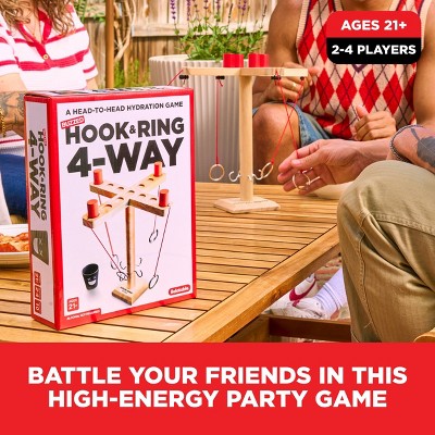 What Do You Meme? Buzzed 4-Way Hook & Ring Toss Game - Wooden Party Game for Adults
