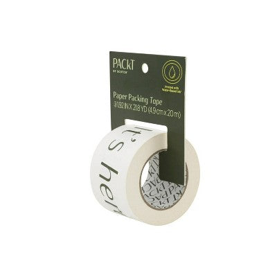 Scotch Packt Packing Tape White 65.6': Shipping Tape, 1.92" Width, 20' Length, Paper Material, Single Roll