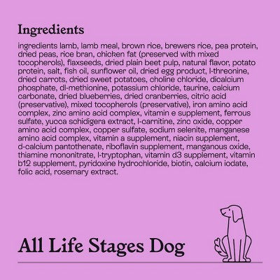 Lamb & Brown Rice Recipe Dry Dog Food - 23lbs - Kindfull (LOCAL PICKUP ONLY)