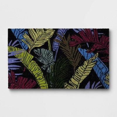 1'6"x2'6" Palm and Banana Rectangular Outdoor Tropical Doormat Navy Blue - Threshold (LOCAL PICKUP ONLY)