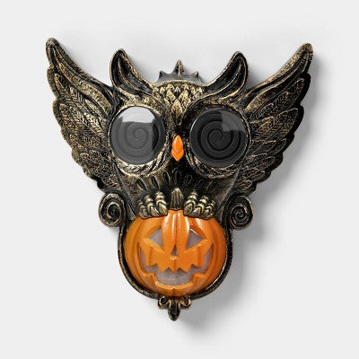 8" Halloween Swirly Eyed Owl Doorbell Decorative Prop - Hyde and EEK! Boutique