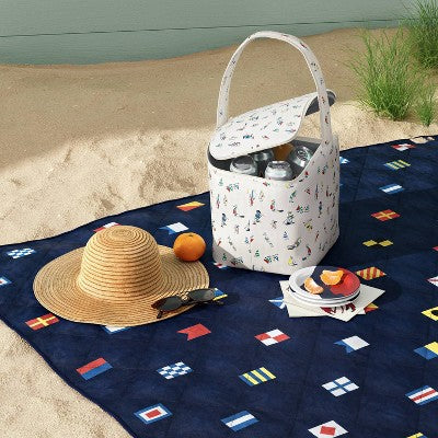 Sail Boat Print Zippered Cooler Tote Bag - Room Essentials