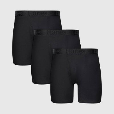 Hanes Originals Premium Men's SuperSoft Boxer Briefs 3pk - Black M: Tagless, Moisture Wicking, Stretch Knit