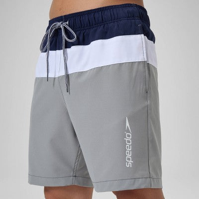 Men's 7.5" Speedo Colorblock Swim Shorts - Navy/White/Gray SIZE XXL