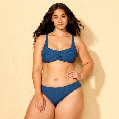 Women's Ribbed Full Coverage Hipster Bottom -Shade & Shore Blue S