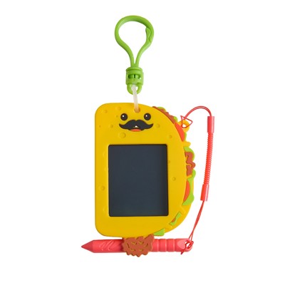 Boogie Board Scribble Pals Mini Taco 2.25" LCD Writing Tablet Keychain for Kids, Reusable Mess-Free Doodle Toy, Travel Drawing Pad, Ages 3+