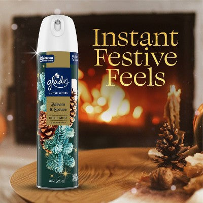Glade Compressed Gas Air Freshener Aerosol - Balsam & Spruce - 8oz