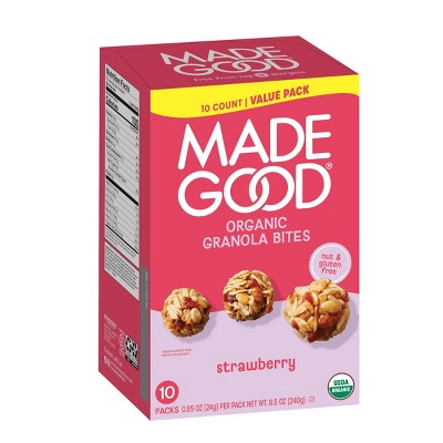 MadeGood Organic Granola Snack Bar Bites Strawberry - 8.5oz/10ct