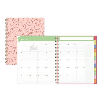 Blue Sky Weekly/Monthly Wirebound Teacher Lesson Planner 8.5"x1" Printed Apple Sketch