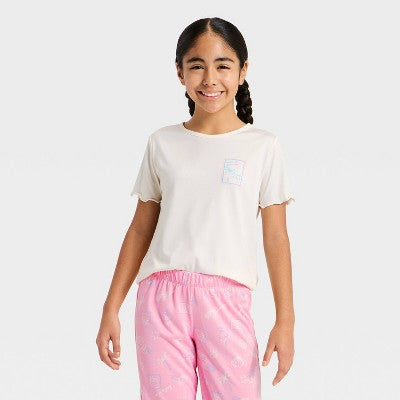 Girls' 2pc Vacation Postage Pajama Set - Cat & Jack Pink XS