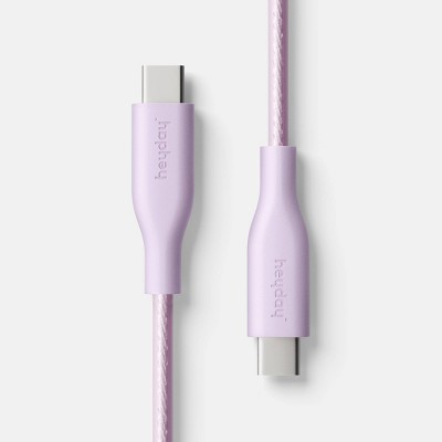 3' USB-C to USB-C Silicone Translucent Jelly Charging Cable - heyday Lavender