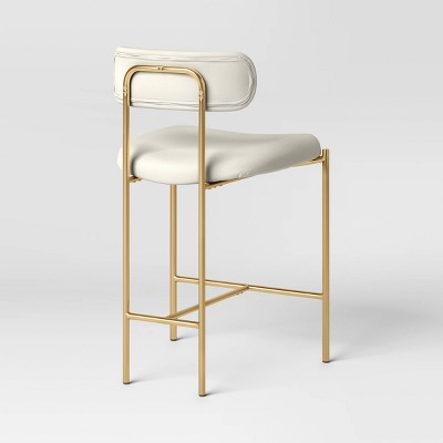 Orion Luxe Backed Counter Height Barstool with Brass Legs Gray Velvet - Threshold (LOCAL PICKUP ONLY)