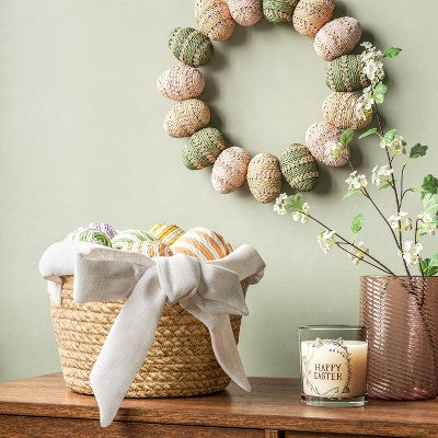 Natural Woven Bow Handle Basket Ivory - Threshold