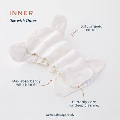 Esembly Inner Organic Cotton Reusable Infant Diaper - Size 2 - 3ct