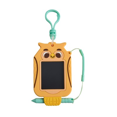 Boogie Board Scribble Pals Mini Owl 2.25" LCD Writing Tablet Keychain for Kids, Reusable Mess-Free Doodle Toy, Travel Drawing Pad, Ages 3+
