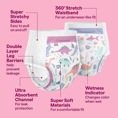 Girls' Disposable Training Pants - 2T-3T - 28ct - up&up