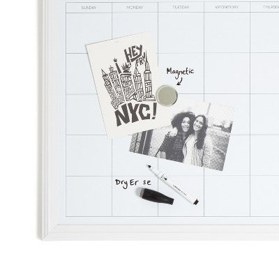 U Brands 17"x23" Thin Decor Frame Dry Erase Calendar White