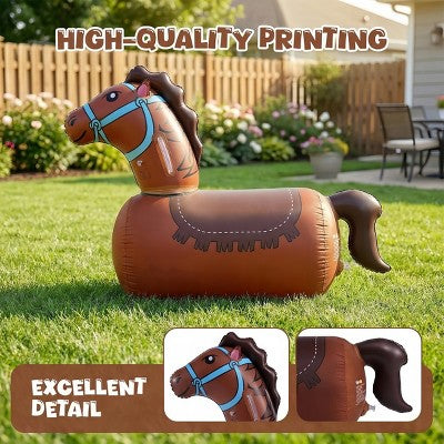 BATHWA Inflatable Bouncy Toy for Kids Ages 5+ 220lbs Capacity Ride-On Toys w/Pump Puncture-Resistant Saddle Design In/Outdoor Jumping Horse 1 PCS