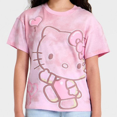 Girls' Hello Kitty Short Sleeve Washed Graphic T-Shirt - Pink XXL