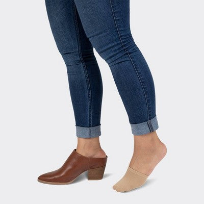 Peds Women's Grippers Tactel Nylon 2pk Liner Mule Socks - Nude One Size Fits Most