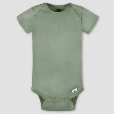Gerber Baby 5pk Short Sleeve Onesie - 3-6M: Cotton Knit Bodysuits, Pullover & Crotch Snap