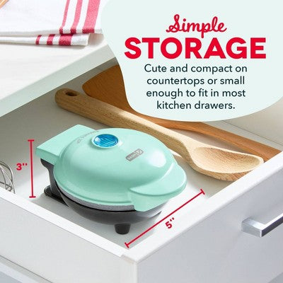 Dash Ceramic Nonstick Mini Maker Waffle Aqua