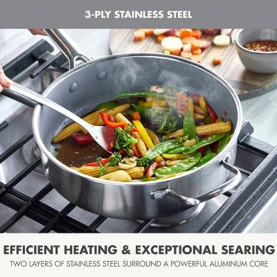 GreenPan Prism 5qt Hybrid Stainless Steel and Ceramic Nonstick Saute Pan with Lid (LOCAL PICKUP ONLY)