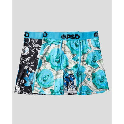 PSD Men's Rose Floral Print Briefs - Blue XL
