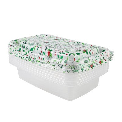 Cook With Color 6pk 5c Printed Holly Food Storage Containers