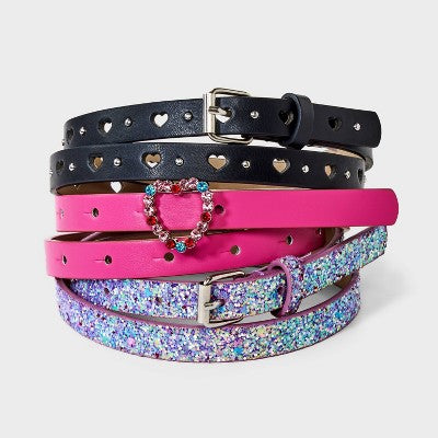 Girls' 3pk Heart Belt Set - Cat & Jack M